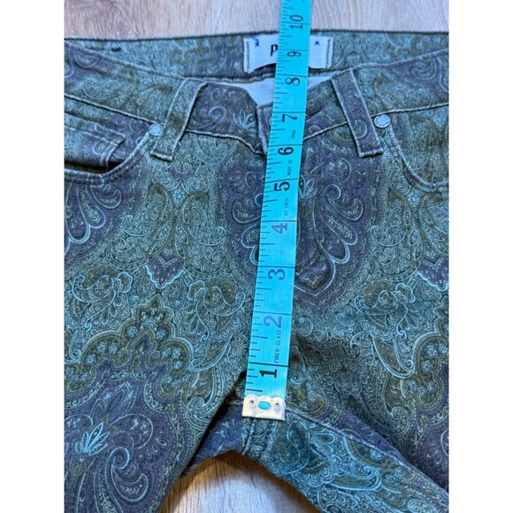 Paige Verdugo Ultra Skinny Paisley Print Jeans Size 25 Green/Blue Stretch Denim - Picture 6 of 9